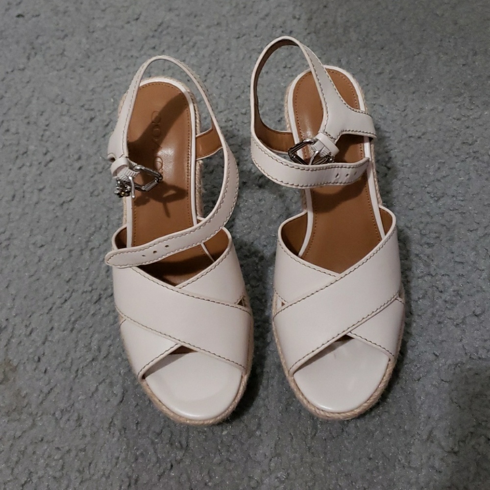 Coach wedges shoes high heel nude jean size 36.5 - Picture 6 of 6